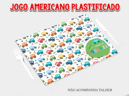 Jogo Americano Plastificado - Carrinhos 02
