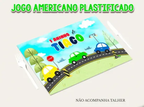 Jogo Americano Plastificado - Carrinhos