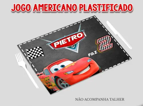 Jogo Americano Plastificado - Carros Mcquen
