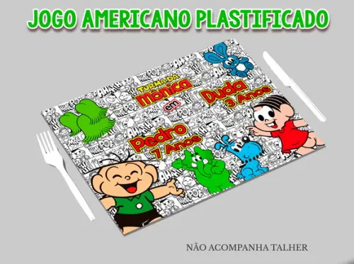 Jogo Americano Plastificado - Cebolinha e Monica