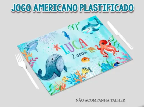 Jogo Americano Plastificado - Fundo do Mar