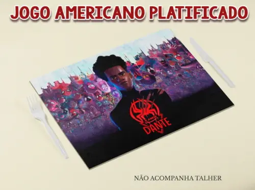 Jogo Americano Plastificado - Homem Aranha Miles Morales