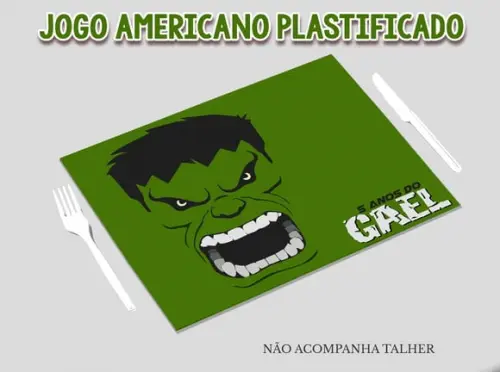 Jogo Americano Plastificado - Hulk