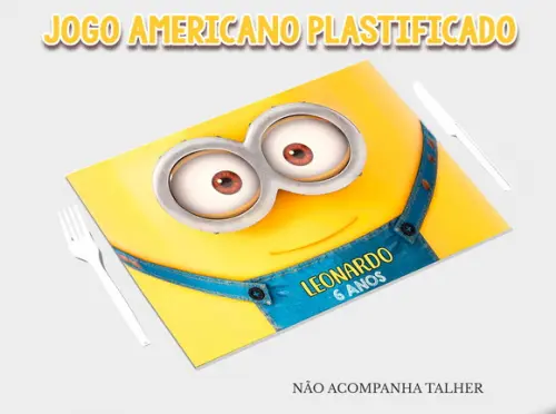 Jogo Americano Plastificado - Minions