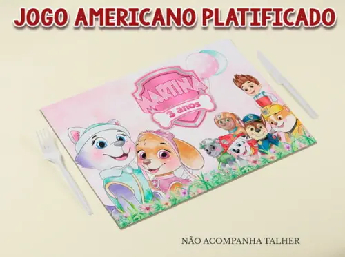 Jogo Americano Plastificado - Patrulha Canina Menina
