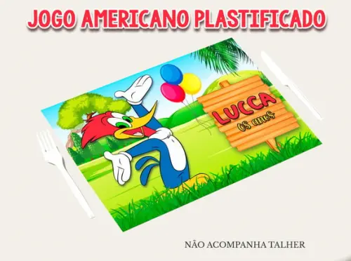 Jogo Americano Plastificado - Pica Pau