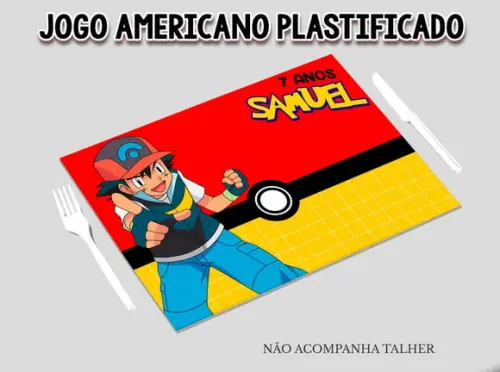 Jogo Americano Plastificado - Pokemon