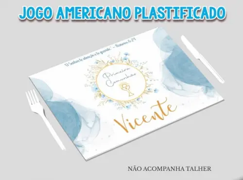 Jogo Americano Plastificado - Primeira Comunhao