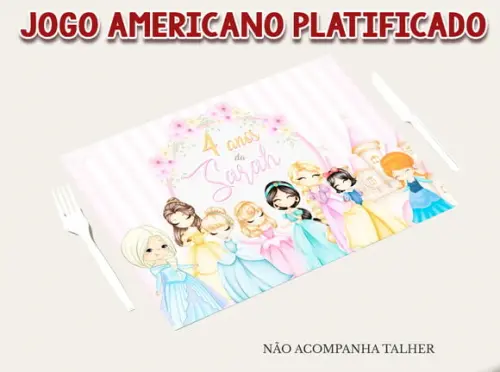Jogo Americano Plastificado - Princesas Disney