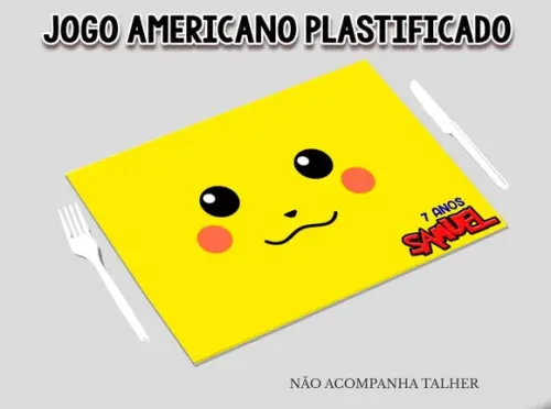 Jogo Americano Plastificado - Pikachu