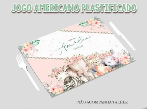 Jogo Americano Plastificado - Safari Menina