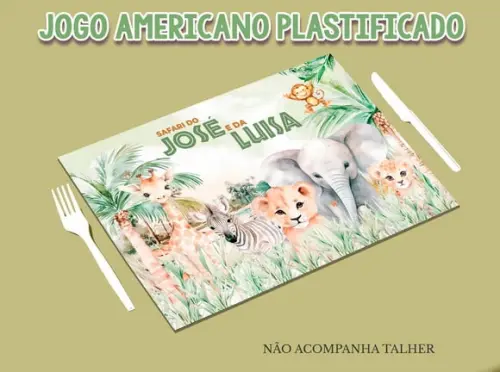 Jogo Americano Plastificado - Safari Baby Realista