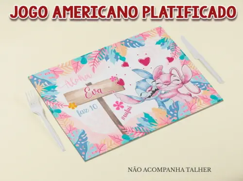 Jogo Americano Plastificado - Stitch