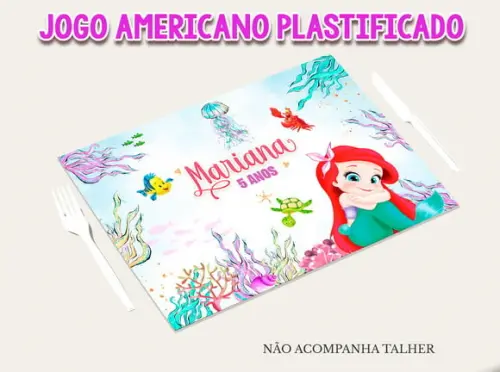 Jogo Americano Plastificado - Sereia / Ariel Cute