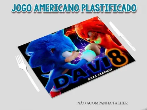 Jogo Americano Plastificado - Sonic