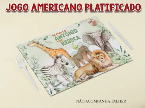 Jogo Americano Plastificado - Safari Realista