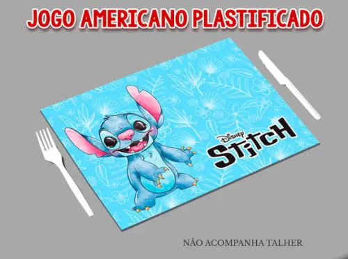 Jogo Americano Plastificado - Stitch Azul