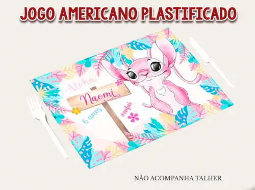 Jogo Americano Plastificado - Stitch/ Angel