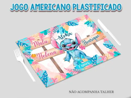 Jogo Americano Plastificado - Stitch (gemeos/ Trigemeos)