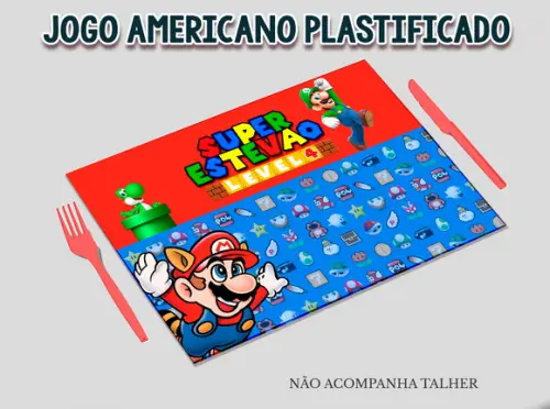 Jogo Americano Plastificado - Super Mario