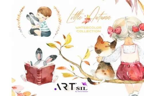 Kit Clipart - Scrapbook - Little Autumn (watercolor) 4
