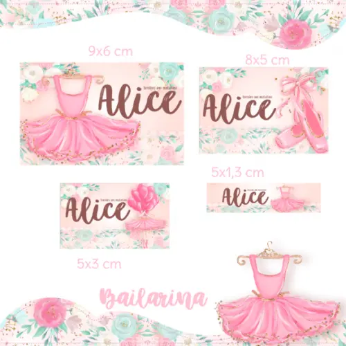 Kit Etiquetas Escolares (100 Unidades) - Bailarina