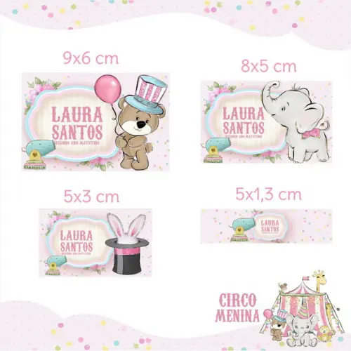 Kit Etiquetas Escolares (100 Unidades) - Circo Menina