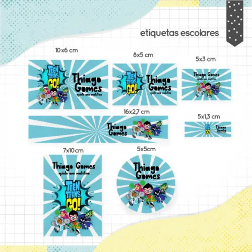 Kit Etiquetas Escolares (100 unidades) - Jovens Titãs