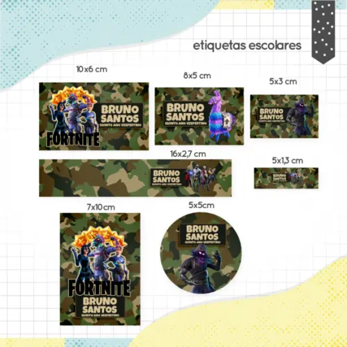 Kit Etiquetas Escolares (100 unidades) - Fortnite 02
