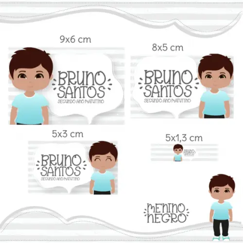 Kit Etiquetas Escolares (100 unidades) - Menino Negro