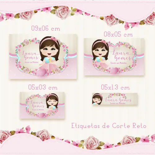 Kit Etiquetas Escolares (100 Unidades) - Menina Morena