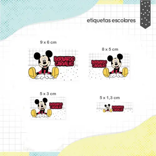 Kit Etiquetas Escolares (100 Unidades) - Mickey 02