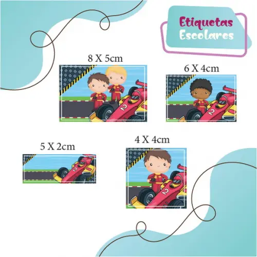 Kit Etiquetas Escolares (124 Unidades) - Formula 1