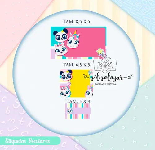 Kit Etiquetas Escolares Vinil - Multibichos Puket