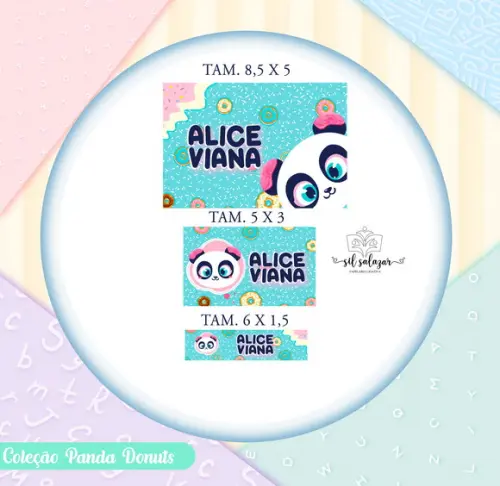 Kit Etiquetas Escolares Vinil - Panda Donuts Puket