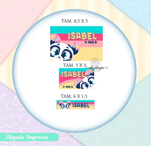 Kit Etiquetas Escolares Vinil - Panda Puket