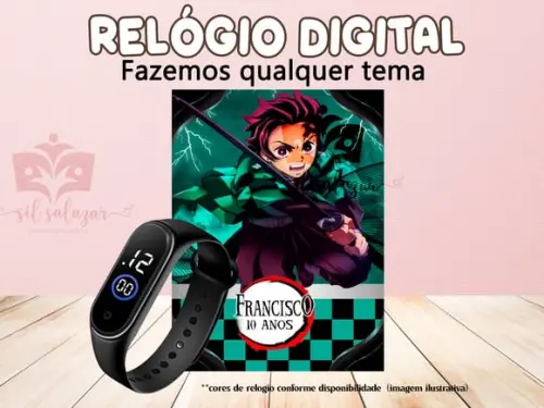 Lembrancinha - Relogio Digital - Demon Slayer