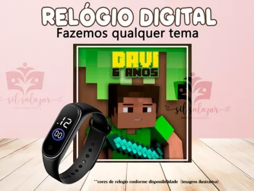 Lembrancinha - Relogio Digital - Minecraft