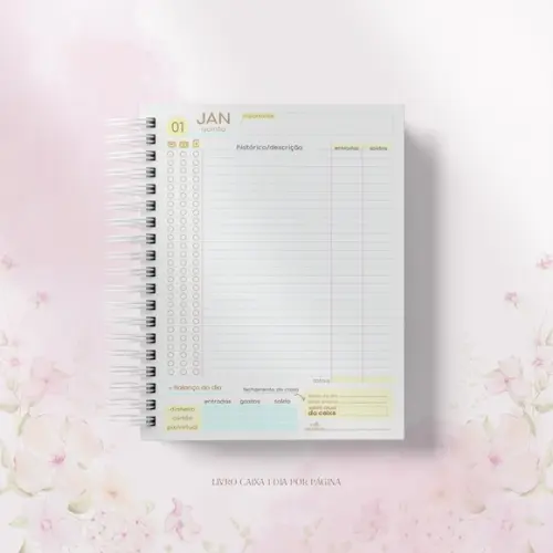 Livro Caixa 2026 - Datado (floral)