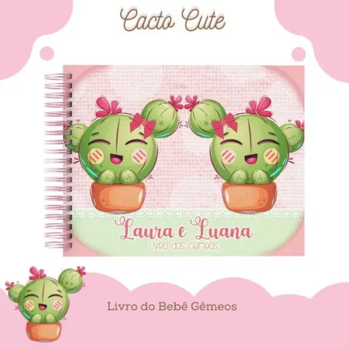 Livro do Bebê (19 x 24) - Cacto Cute (gemeas)