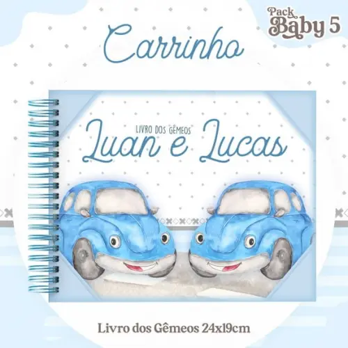 Livro do Bebê (19 x 24) - Carrinho (gêmeos Meninos)