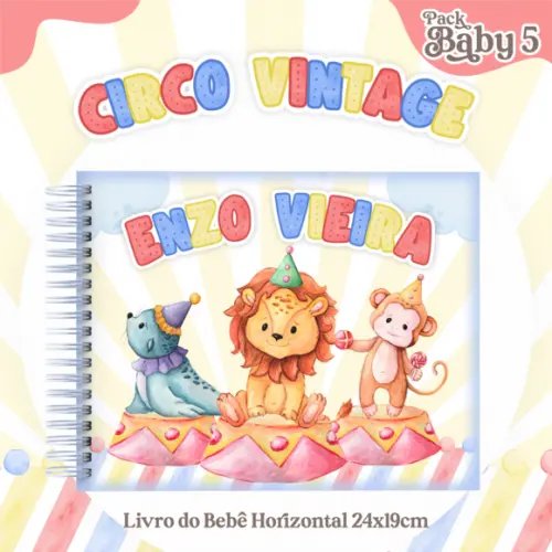 Livro do Bebê (19 x 24) - Circo Vintage