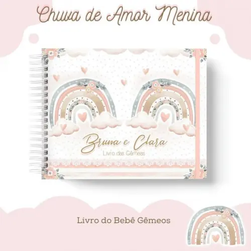 Livro do Bebê (19 x 24) - Chuva de Amor Menina (gêmeas)