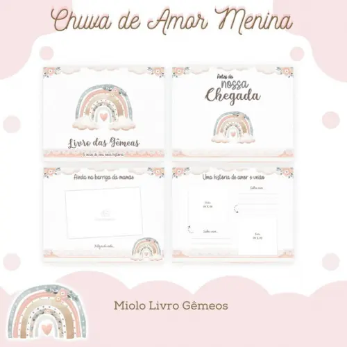 Livro do Bebê (19 x 24) - Chuva de Amor Menina (gêmeas)
