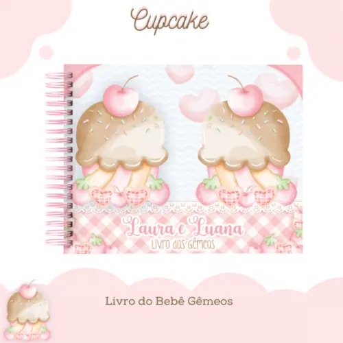 Livro do Bebê (19 x 24) - Cupcake (gemeas)