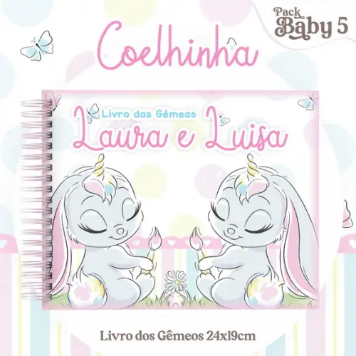 Livro do Bebê (19 x 24) - Coelhinha Gemeas