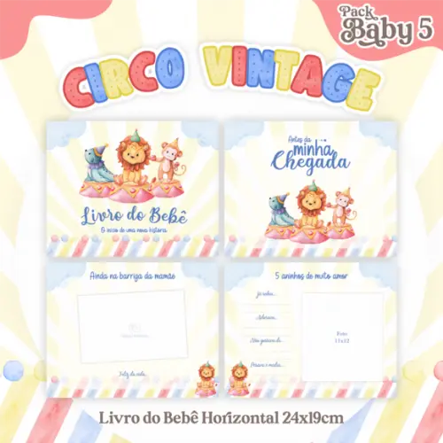 Livro do Bebê (19 x 24) - Circo Vintage