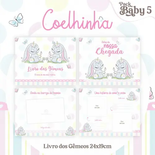 Livro do Bebê (19 x 24) - Coelhinha Gemeas