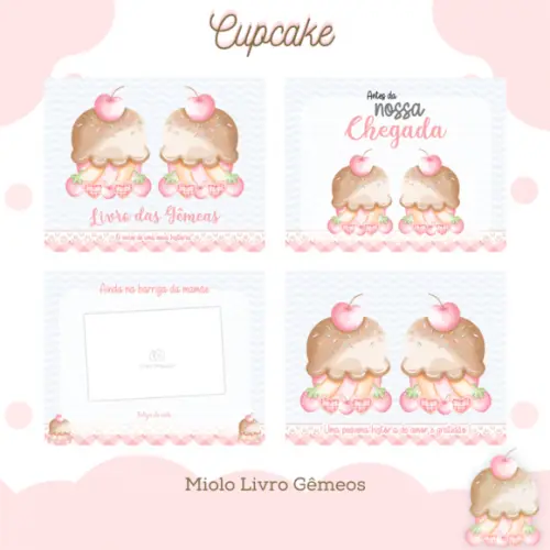 Livro do Bebê (19 x 24) - Cupcake (gemeas)