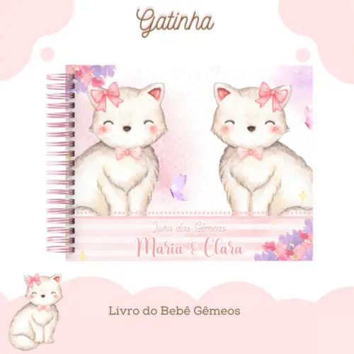 Livro do Bebê (19 x 24) - Gatinha (gêmeas)